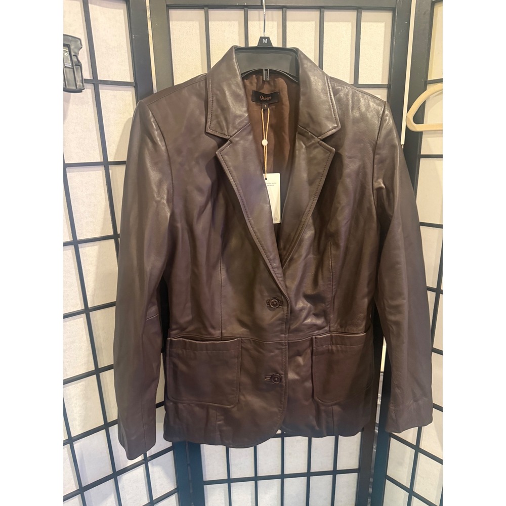Quince 100% Leather Blazer – Brown – Women's S – NWT